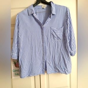 Blue and white gingham top